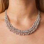 A 30.58 CARAT DIAMOND NECKLACE set throughout with marquise, pear and round brilliant cut diamond...