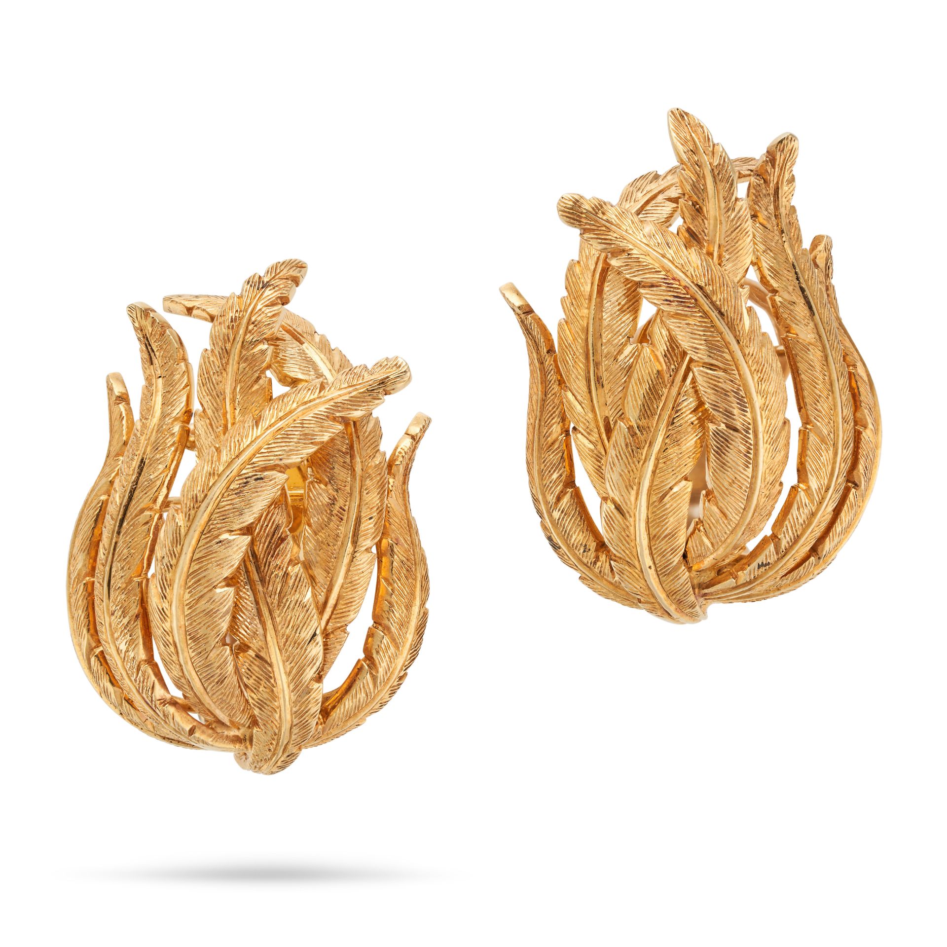 BUCCELLATI, A PAIR OF LEAF CLIP EARRINGS each designed as a spray of leaves, signed M. Buccellati...