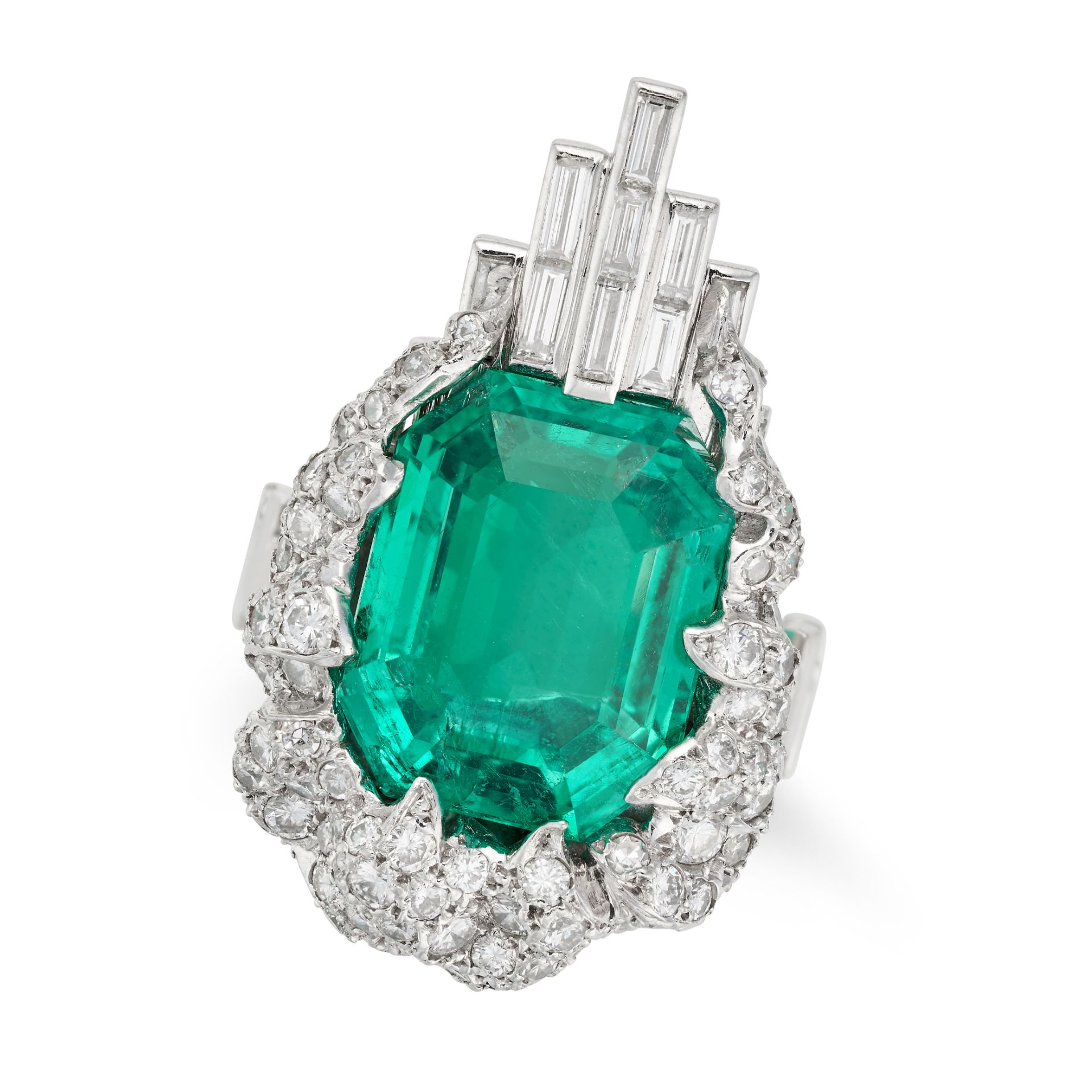 STERLE, AN IMPORTANT 9.89 CARAT UNTREATED COLOMBIAN EMERALD AND DIAMOND RING in platinum, set wit... - Image 2 of 3