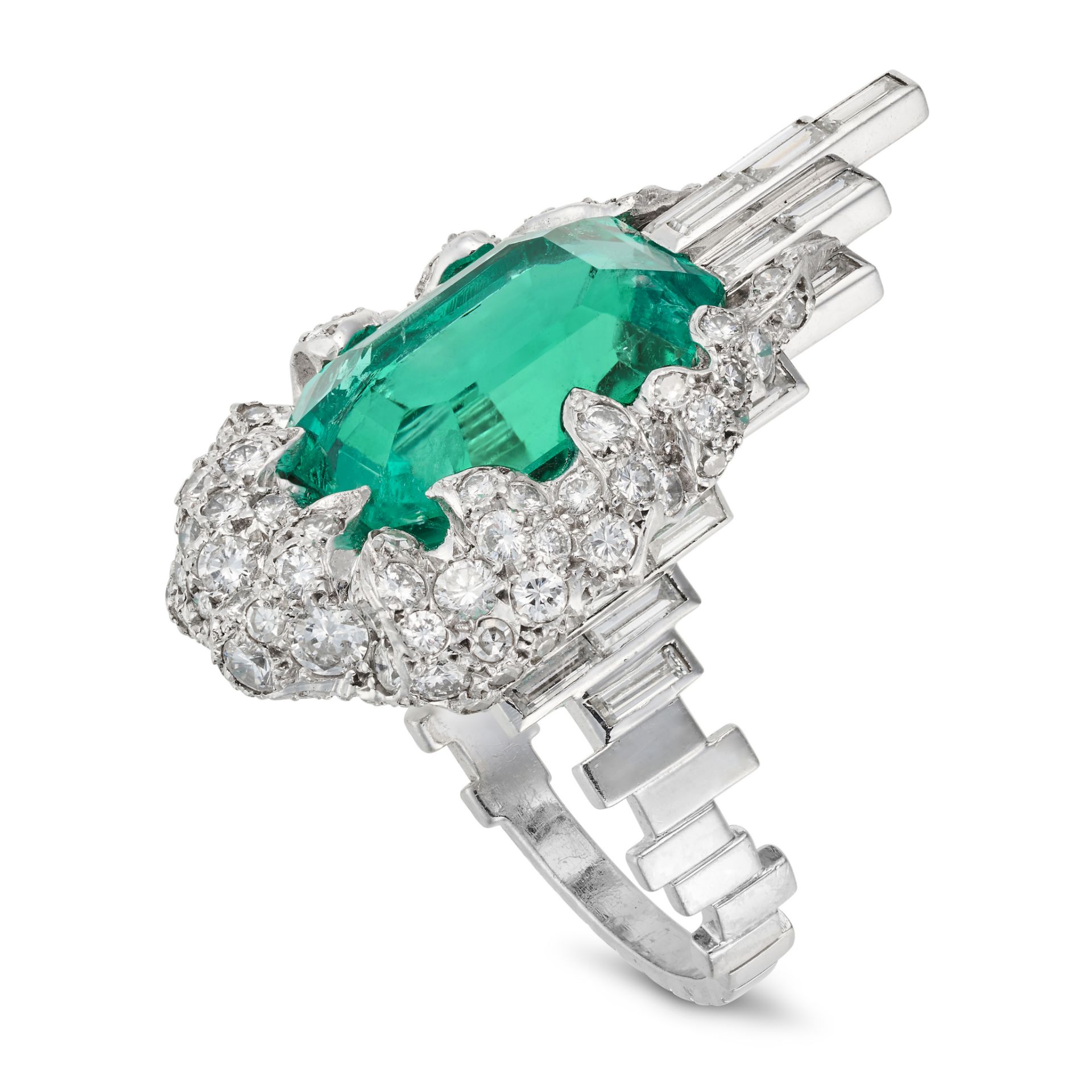 STERLE, AN IMPORTANT 9.89 CARAT UNTREATED COLOMBIAN EMERALD AND DIAMOND RING in platinum, set wit... - Image 3 of 3