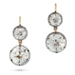 AN IMPORTANT PAIR OF DIAMOND DROP EARRINGS each comprising an old cut diamond of approximately 0....