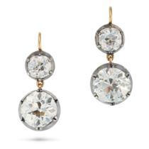 AN IMPORTANT PAIR OF DIAMOND DROP EARRINGS each comprising an old cut diamond of approximately 0....