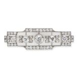 A FINE ART DECO ROCK CRYSTAL AND DIAMOND BROOCH the geometric brooch set with three principal old...