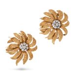 PERY ET FILS FOR VAN CLEEF & ARPELS, A PAIR OF VINTAGE DIAMOND FLOWER CLIP BROOCHES each designed...