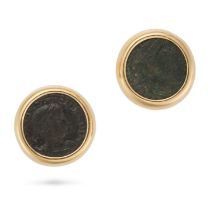 A PAIR OF VINTAGE ANCIENT COIN CLIP EARRINGS each set with an ancient coin, stamped 750, 2.0cm, 1...