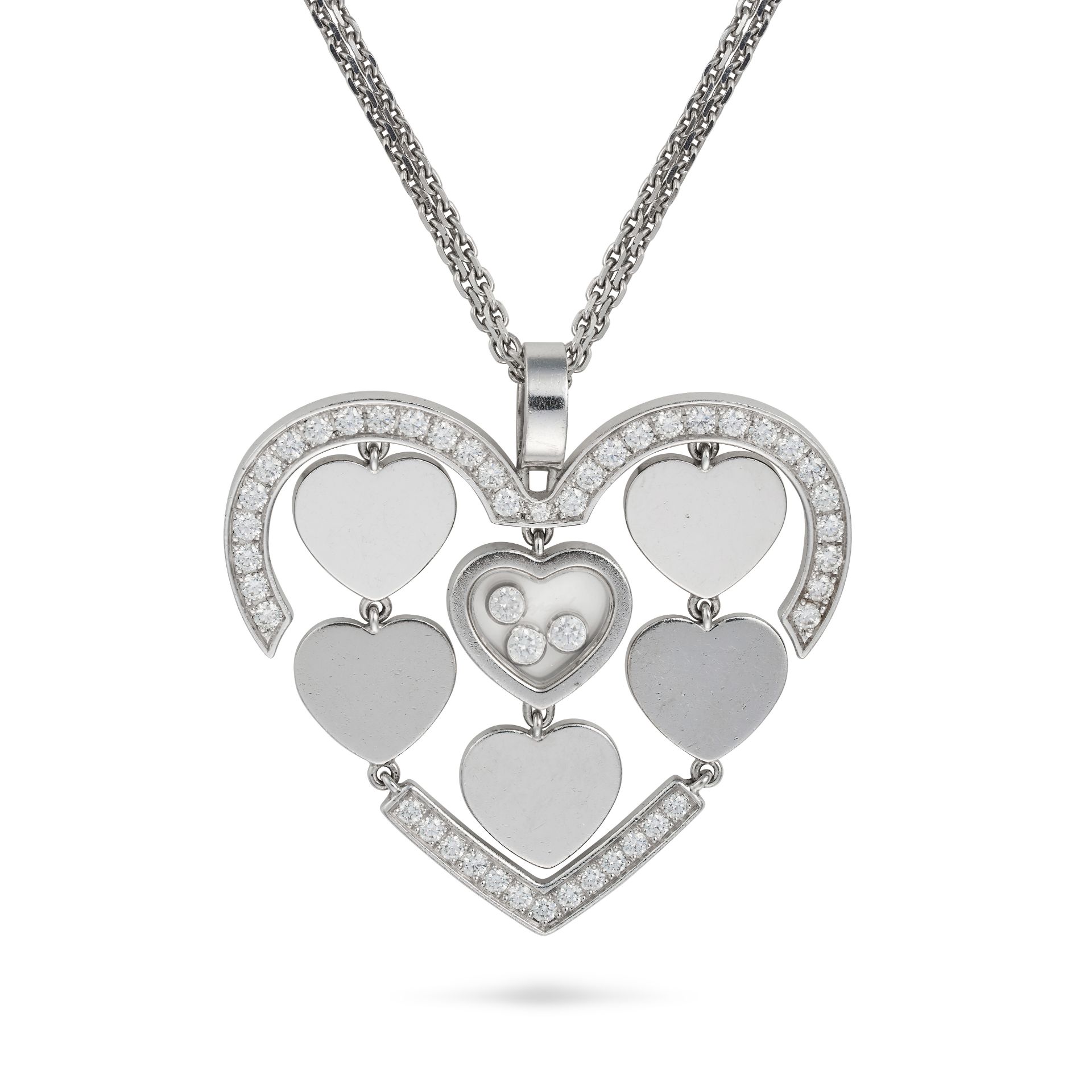 CHOPARD, A DIAMOND HAPPY AMORE PENDANT NECKLACE the openwork pendant designed as a heart set with...