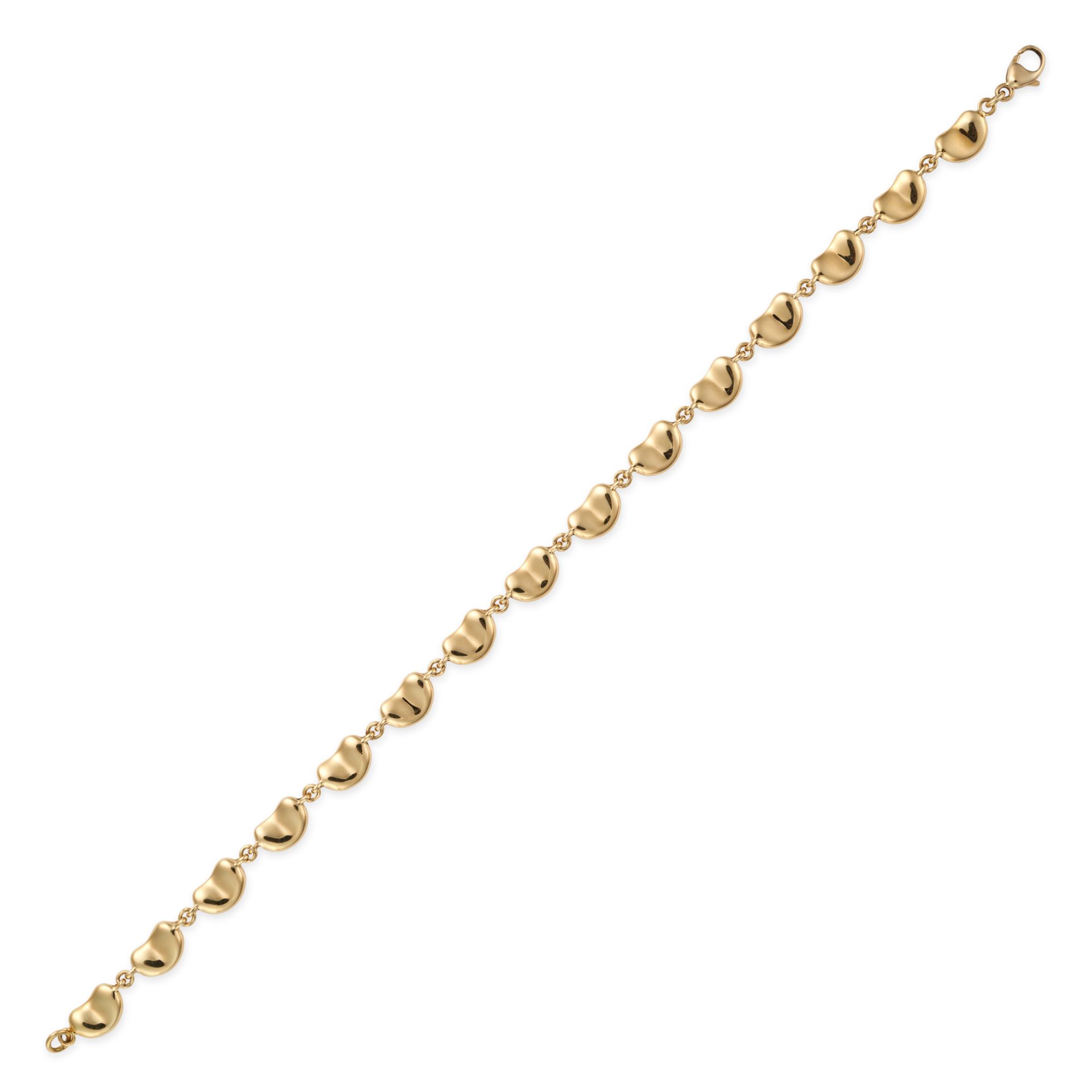 ELSA PERETTI FOR TIFFANY & CO., A BEAN BRACELET comprising a row of fifteen bean shaped links, si...
