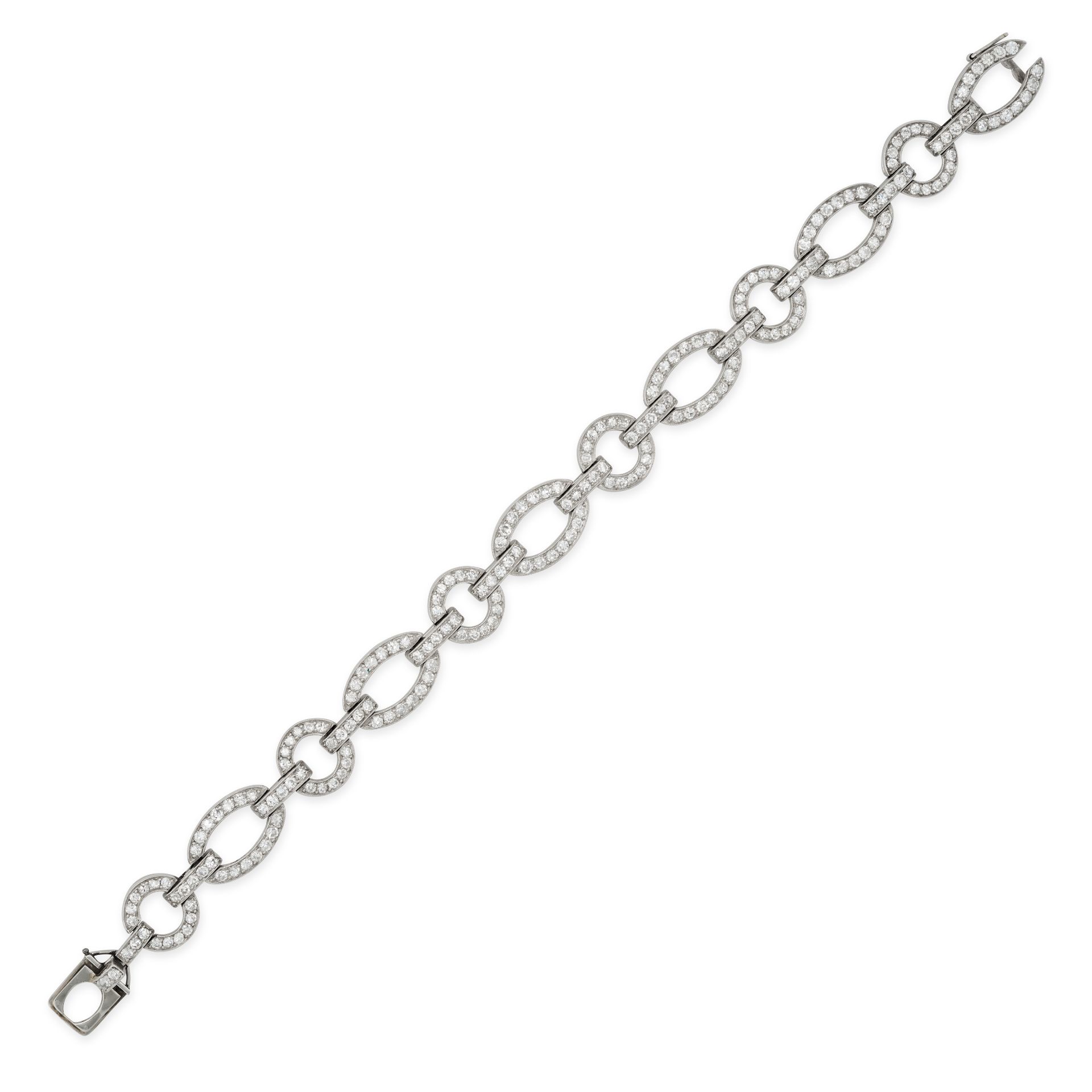 CARTIER, AN ART DECO DIAMOND BRACELET in platinum, comprising a row of circular and oval links, s... - Image 2 of 2