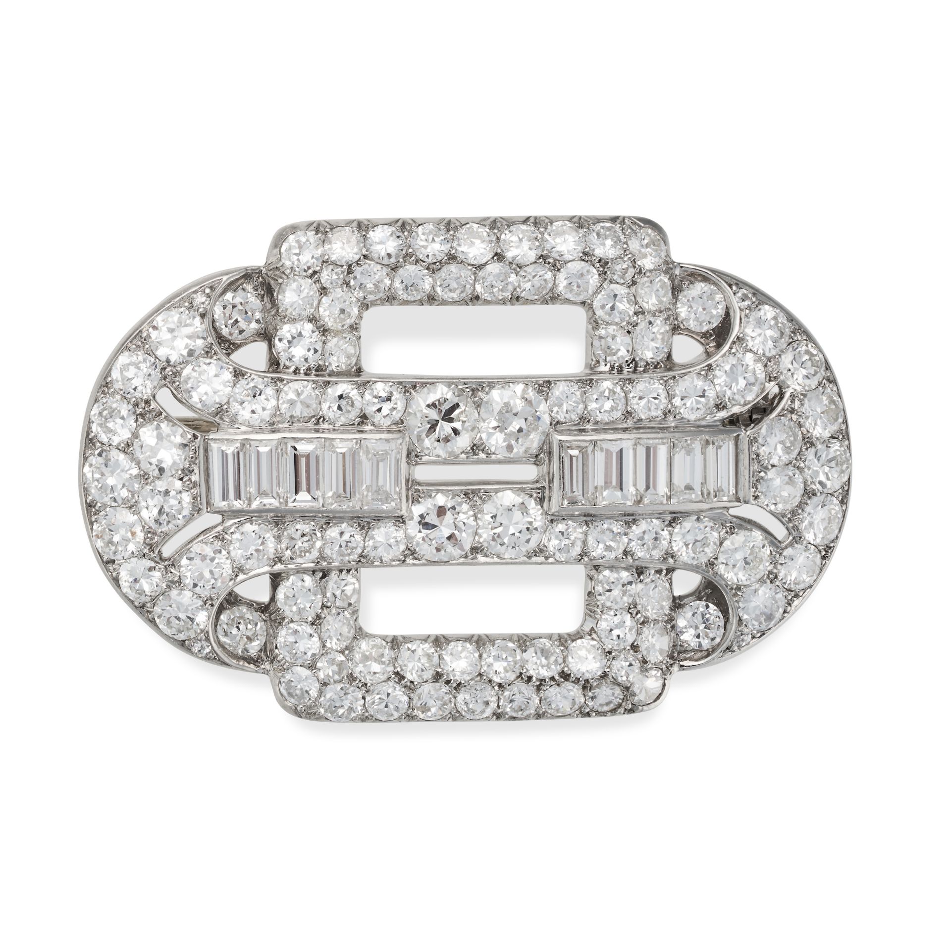 VAN CLEEF & ARPELS, A FINE DIAMOND BROOCH, 1930S in platinum, the openwork brooch set throughout ...