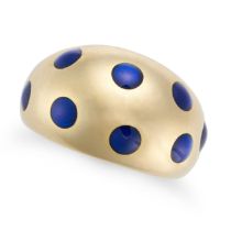VAN CLEEF & ARPELS, AN ENAMEL BOMBE RING in 18ct yellow gold, the bombe ring accented by dots of ...
