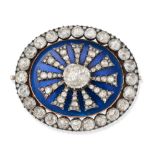 AN IMPORTANT ANTIQUE DIAMOND AND ENAMEL BROOCH, LATE 18TH CENTURY in yellow gold, set to the cent...
