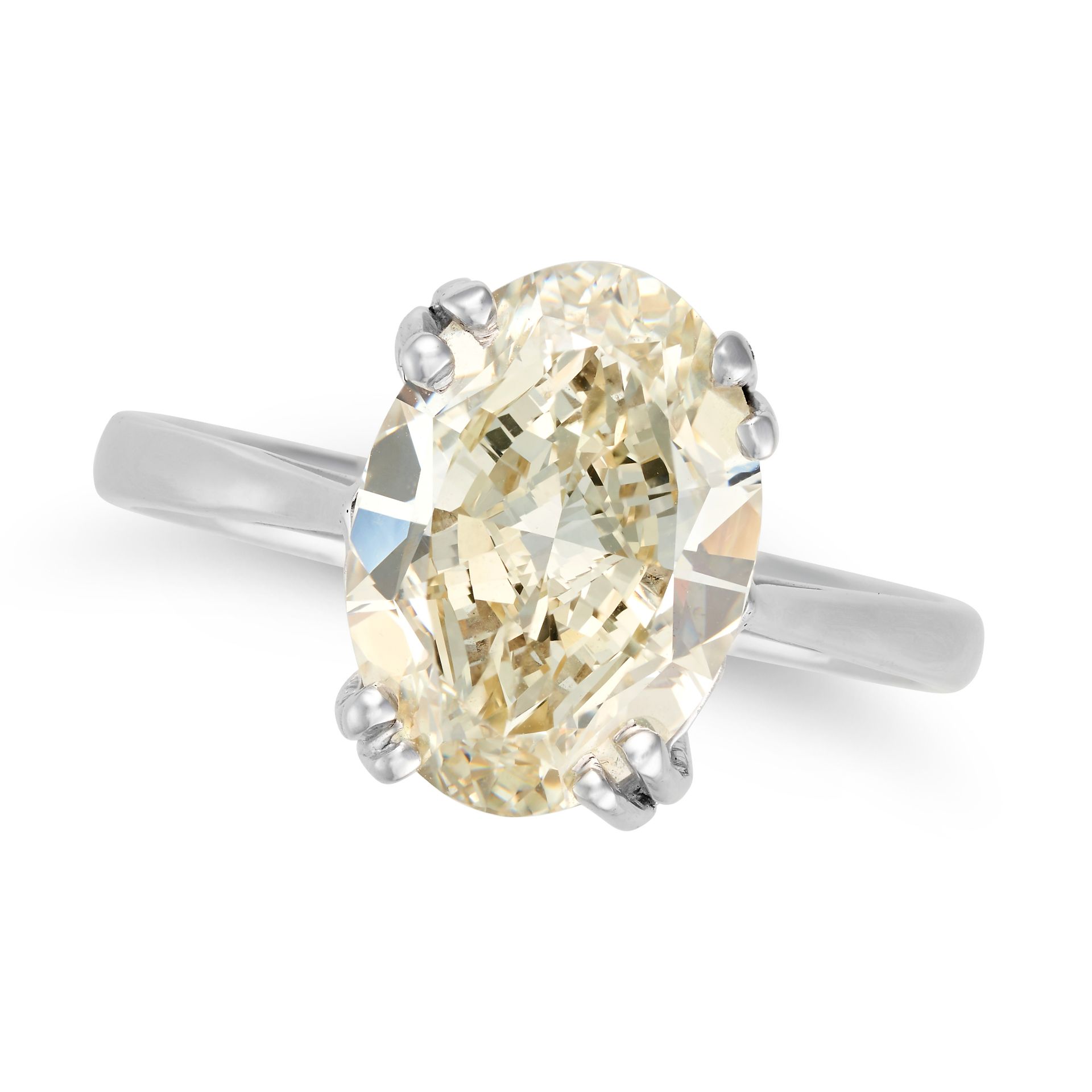 A 5.76 CARAT DIAMOND SOLITAIRE RING set with an oval cut diamond of 5.76 carats, stamped 750, siz... - Image 2 of 2