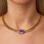VAN CLEEF & ARPELS, AN AMETHYST CHAIN NECKLACE comprising a curb link chain set with an octagonal...