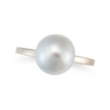 A PEARL RING set with a pearl of 10.0mm, stamped 585, size N1/2 / 7, 3.8g.