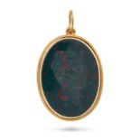SIMON FILS, AN ANTIQUE DOUBLE SIDED HARDSTONE INTAGLIO LOCKET in yellow gold, set to one side wit...