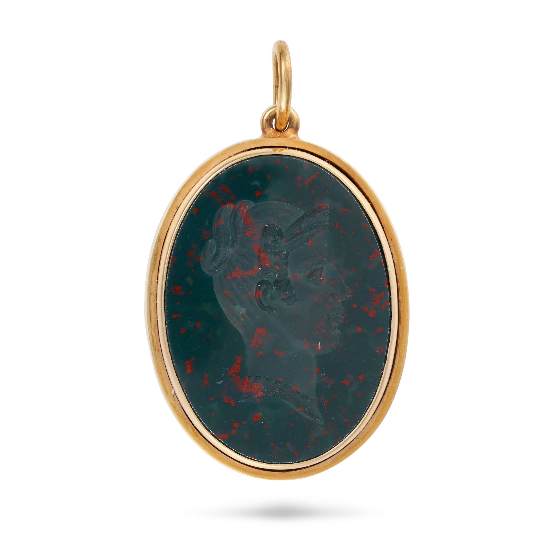 SIMON FILS, AN ANTIQUE DOUBLE SIDED HARDSTONE INTAGLIO LOCKET in yellow gold, set to one side wit...