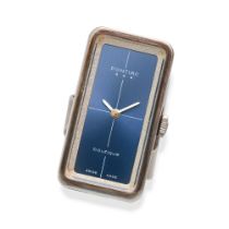 NO RESERVE - PONTIAC, A WATCH RING comprising a rectangular blue dial with white hands, signed PO...