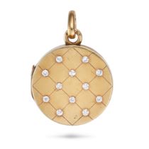 AN ANTIQUE DIAMOND LOCKET PENDANT in 14ct yellow gold, the circular pendant set with old European...