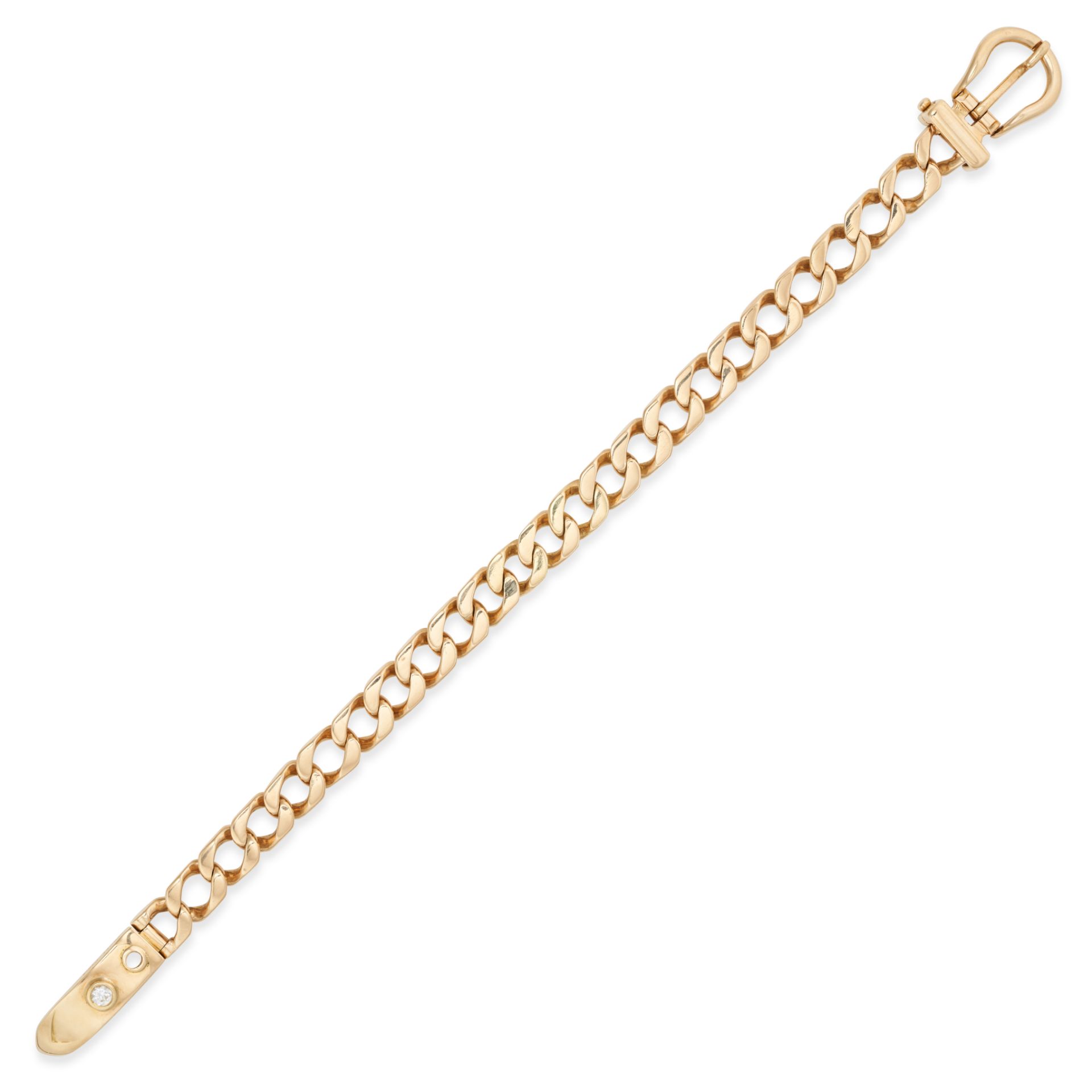 HERMES, A DIAMOND BOUCLE SELLIER BRACELET in 18ct yellow gold, designed as a belt comprising curb...