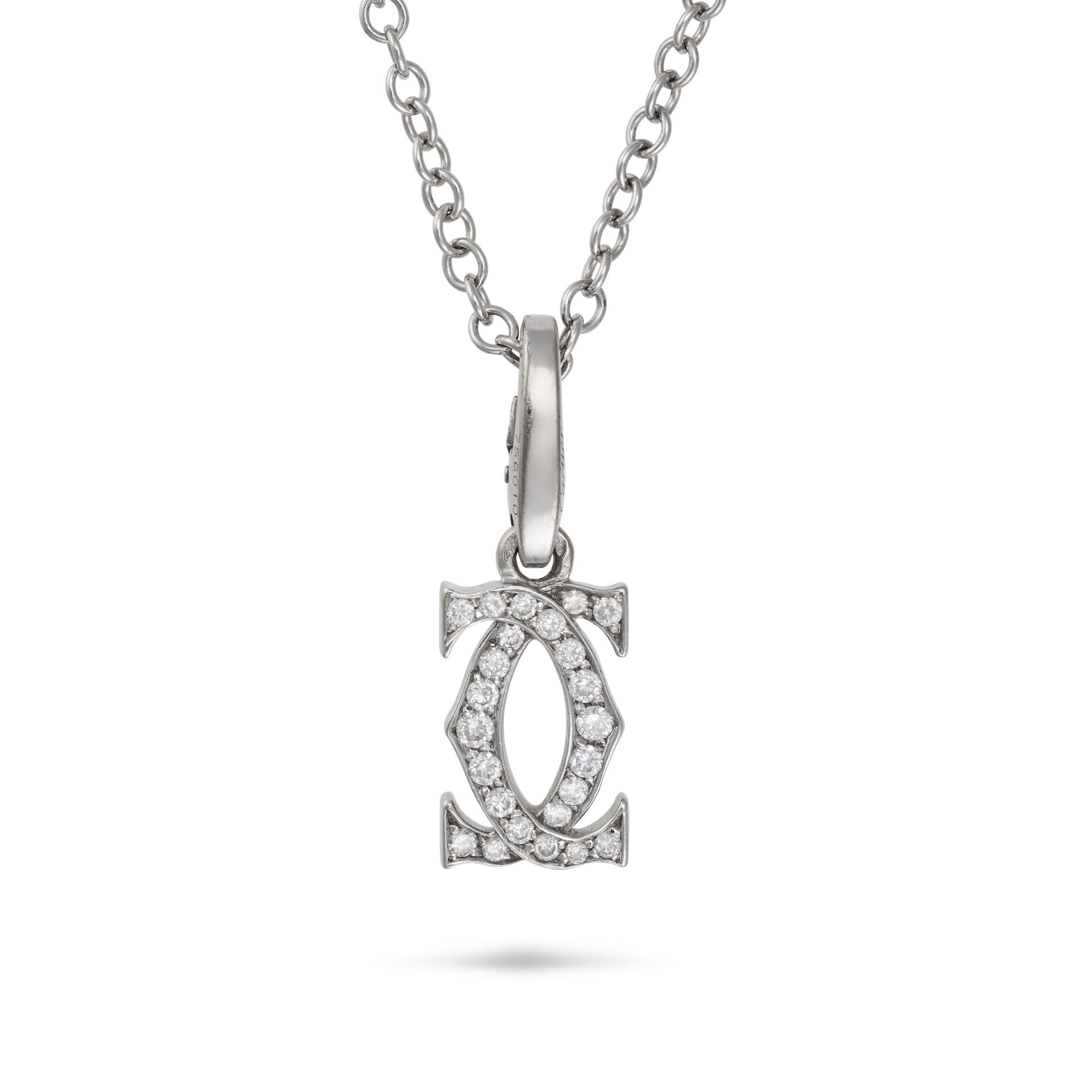 CARTIER, A DIAMOND C DE CARTIER PENDANT designed as interlocking C motifs set with round brillian...