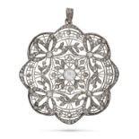 AN ANTIQUE DIAMOND PENDANT the openwork pendant in foliate design, set throughout with rose cut d...