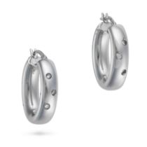 A PAIR OF DIAMOND HOOP EARRINGS in 18ct white gold, each designed as a hoop set with round brilli...