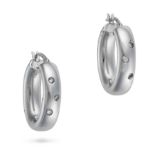 A PAIR OF DIAMOND HOOP EARRINGS in 18ct white gold, each designed as a hoop set with round brilli...