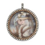 HEINRICH FRIEDRICH FUGER, AN ANTIQUE PORTRAIT MINIATURE AND PASTE PENDANT in rose gold, set with ...