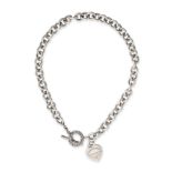 NO RESERVE - TIFFANY & CO., A HEART TAG NECKLACE comprising a trace chain suspending a heart shap...