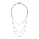 A PEARL CHAIN NECKLACE comprising a fancy link chain accented by pearls, no assay marks, 140.0cm,...