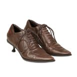 NO RESERVE MIU MIU LEATHER LACE UP HEELED SHOES