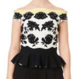 NO RESERVE ALEXANDER MCQUEEN FLORAL PRINTED OFF-SHOULDER PEPLUM TOP