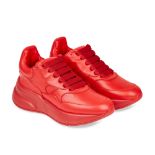 NO RESERVE ALEXANDER MCQUEEN RED LEATHER SNEAKERS