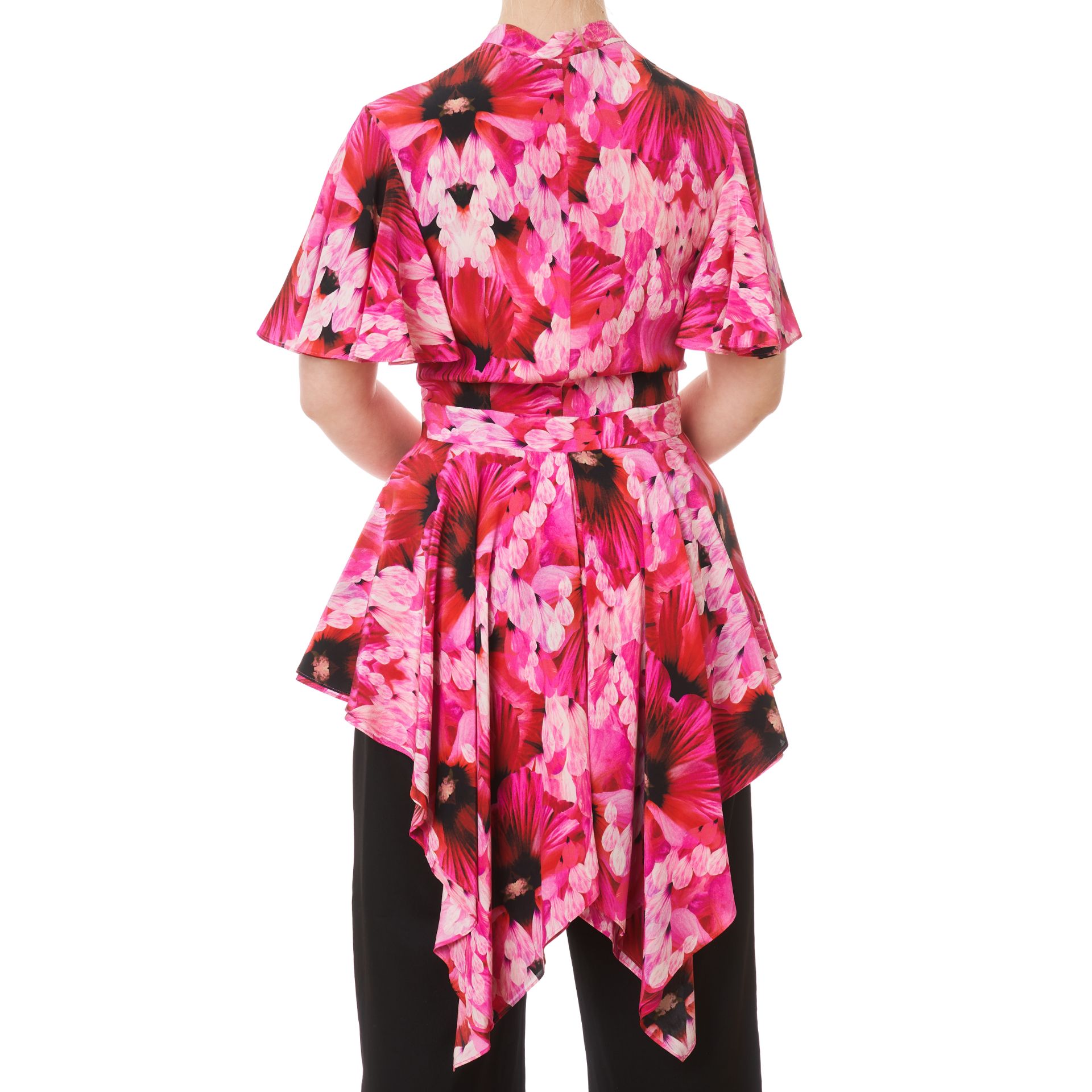 NO RESERVE ALEXANDER MCQUEEN FLORAL ORCHID PINK TOP - Image 3 of 5