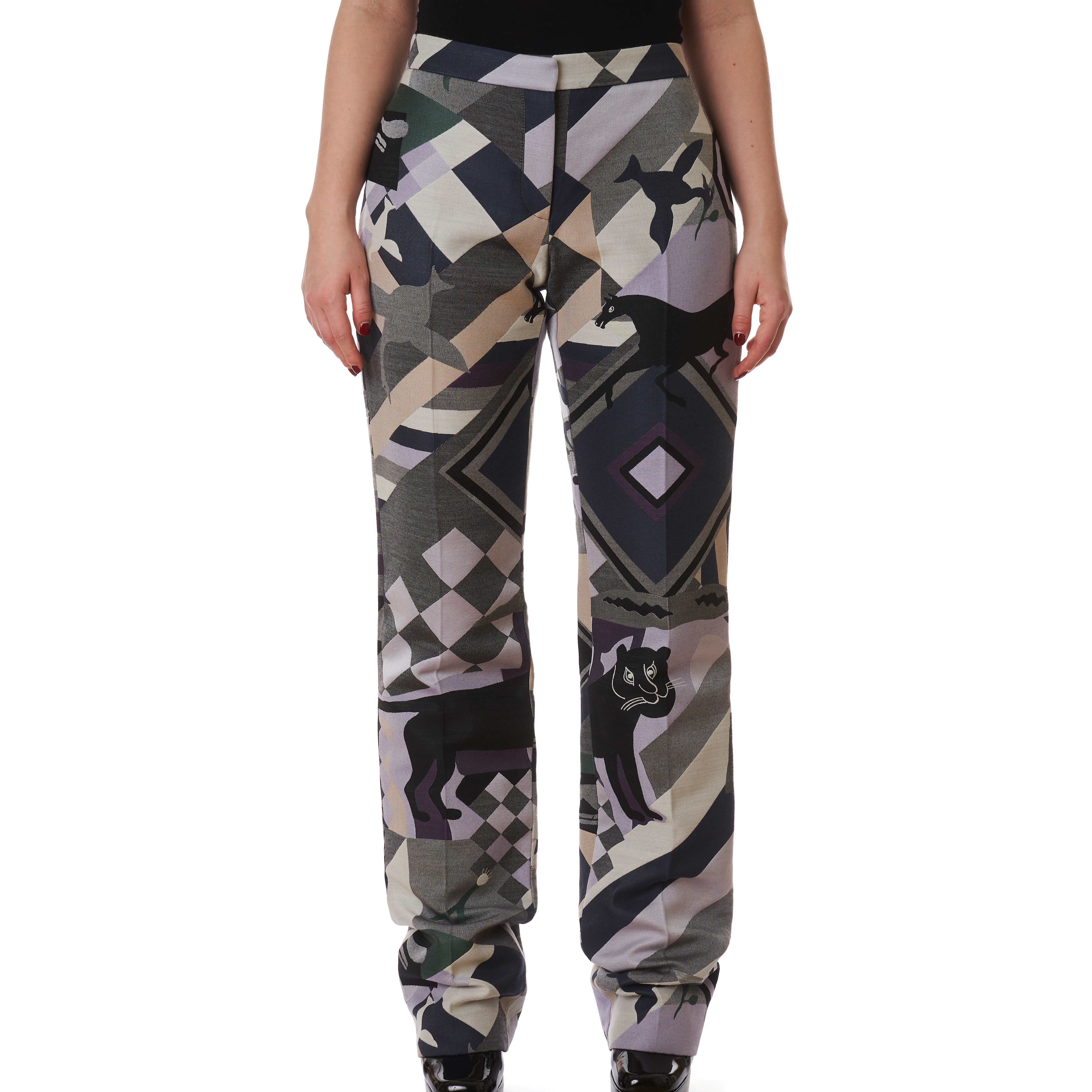 NO RESERVE ALEXANDER MCQUEEN GEOMETRIC PRINTED TROUSERS - Image 2 of 3