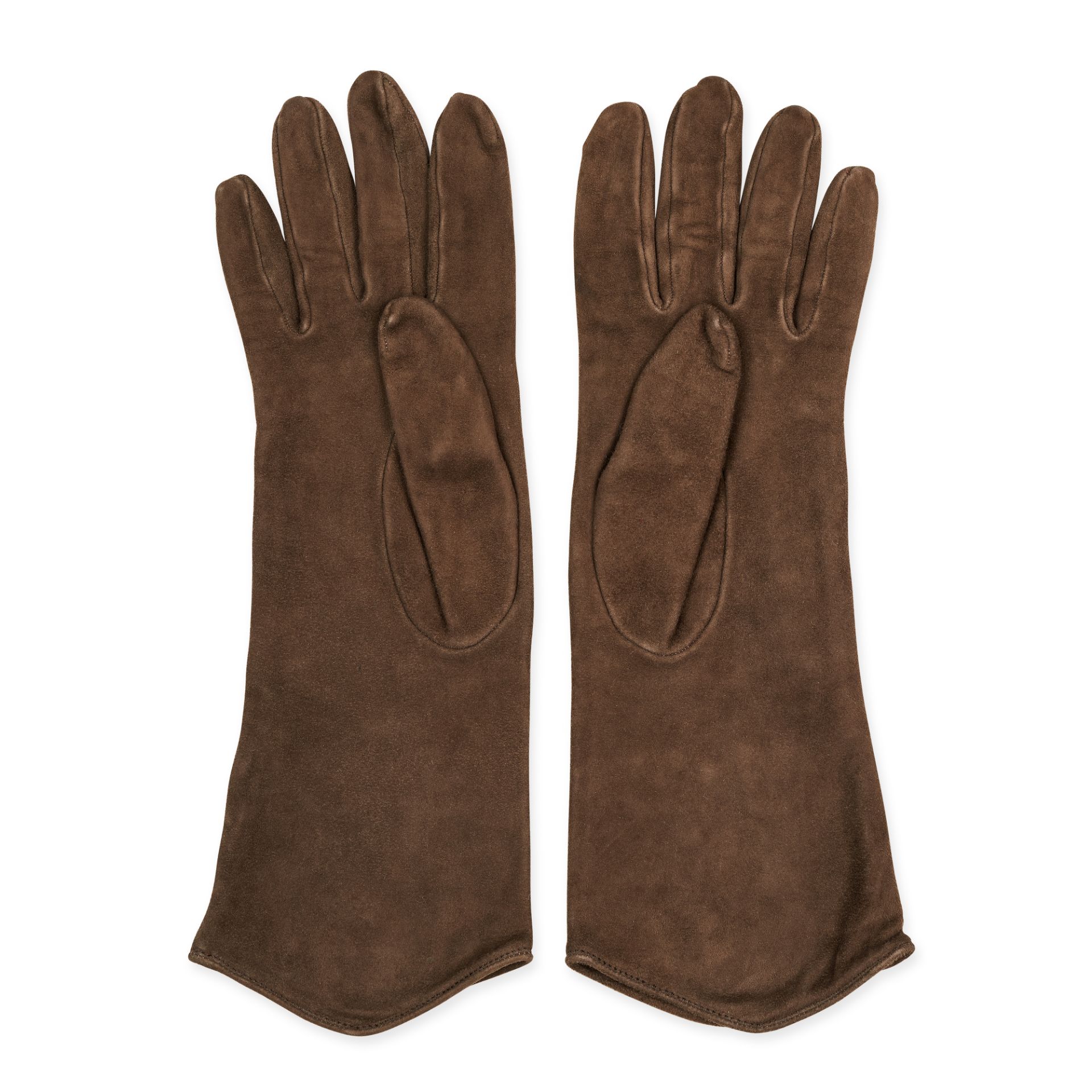 NO RESERVE HERMÈS VINTAGE BROWN SUEDE GLOVES - Image 2 of 2