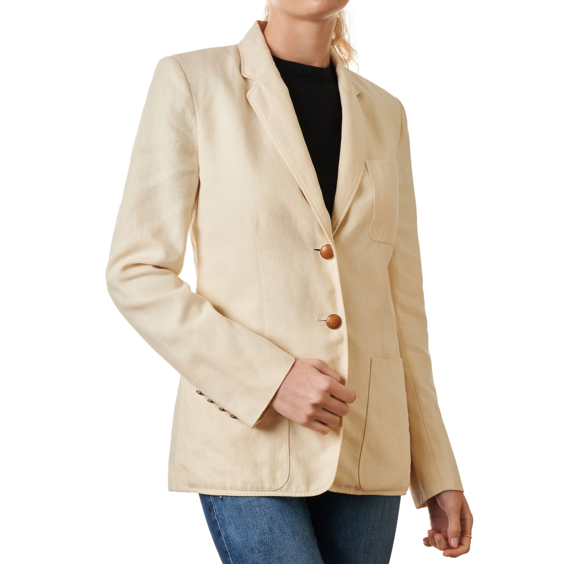 HERMÈS IVORY LINEN BLAZER JACKET