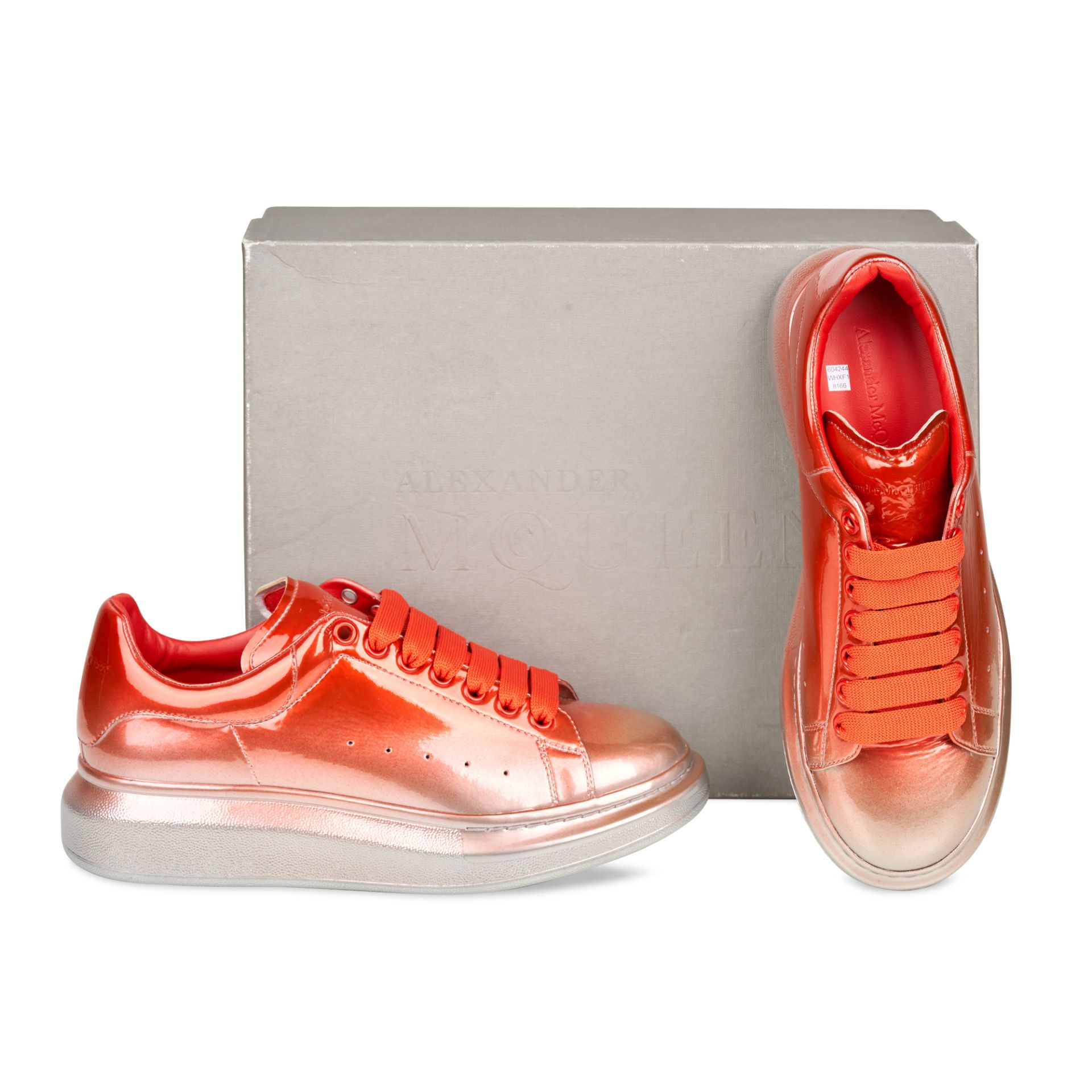 NO RESERVE ALEXANDER MCQUEEN MENS PATENT LEATHER PLATFORM SNEAKERS - Image 2 of 2