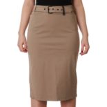 NO RESERVE PRADA BEIGE BELTED PENCIL SKIRT