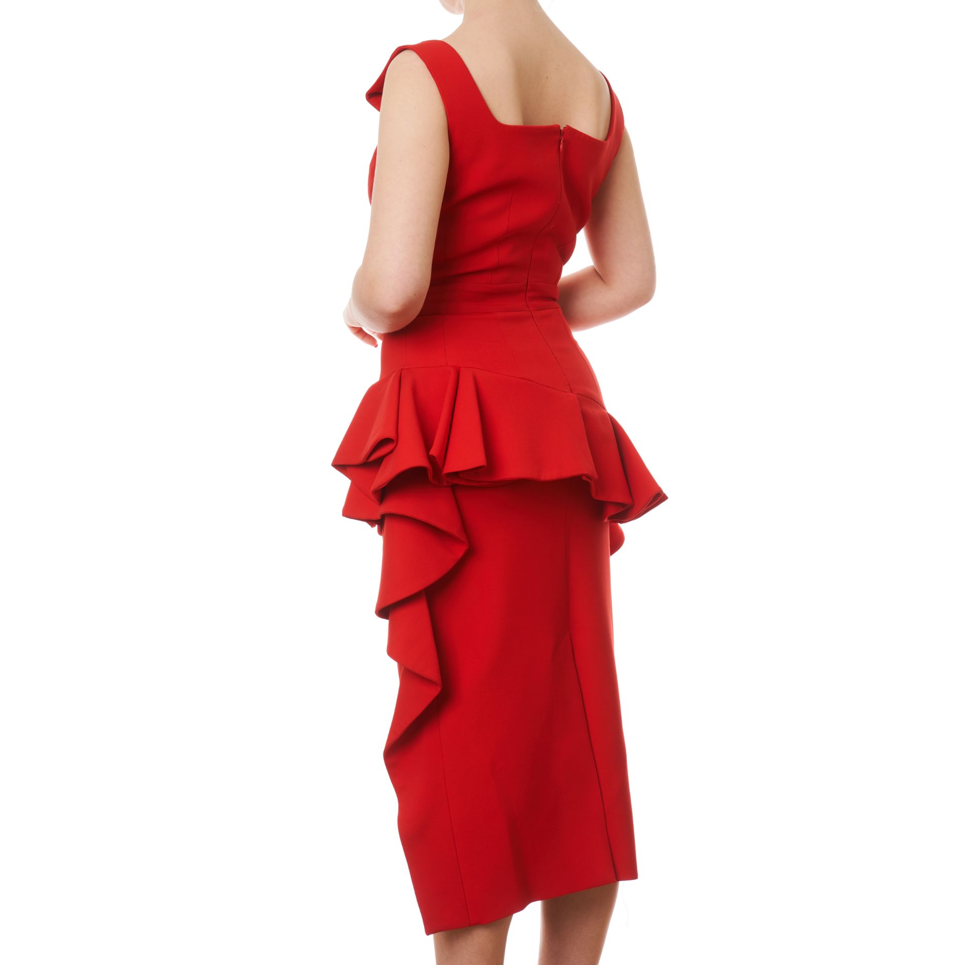 NO RESERVE ALEXANDER MCQUEEN RED RUFFLE DRESS - Image 3 of 3