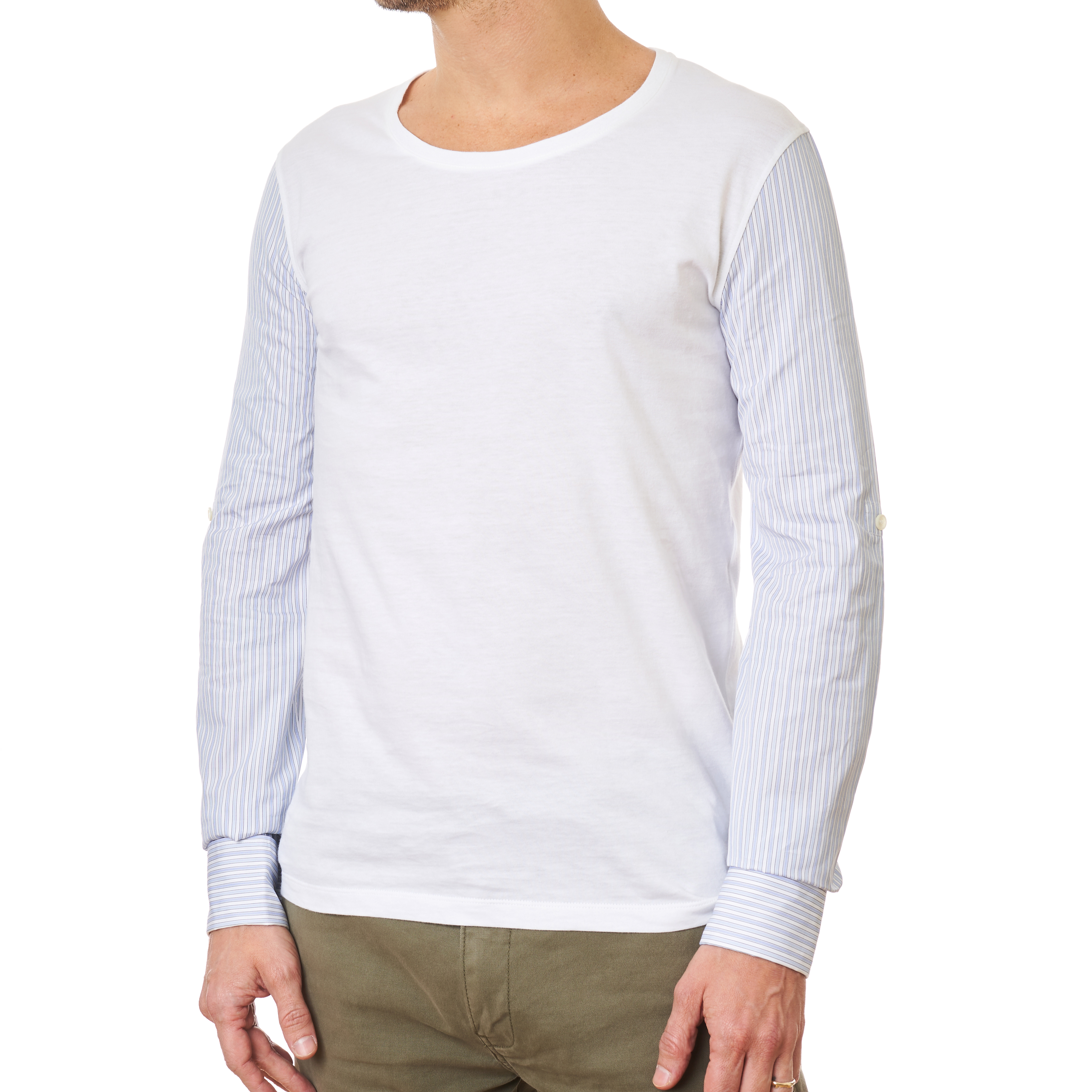 NO RESERVE TWO ALEXANDER MCQUEEN MEN'S WHITE ORGANIC JERSEY TOPS - Image 4 of 5