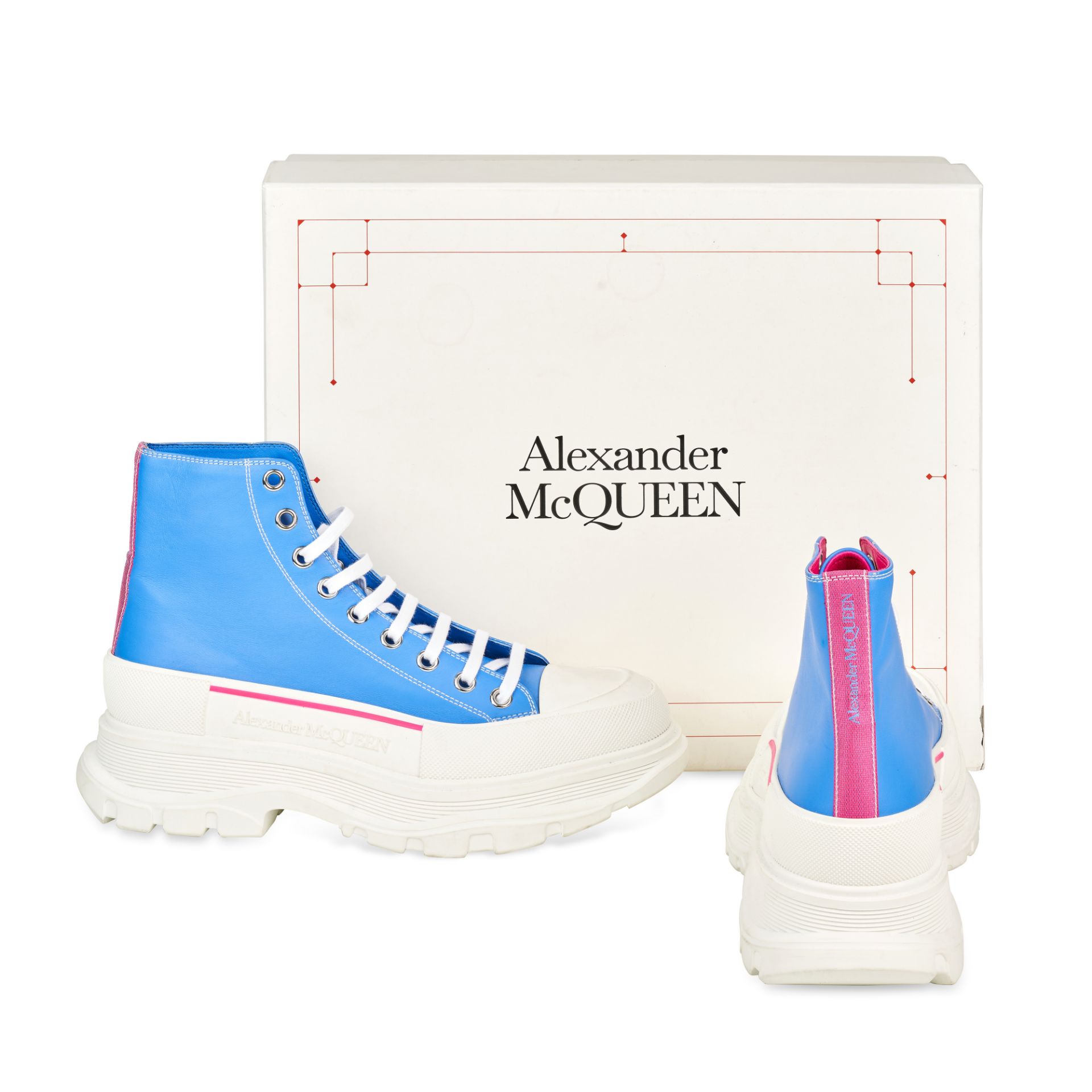 NO RESERVE ALEXANDER MCQUEEN BLUE TREAD SLICK HIGH SNEAKERS - Image 2 of 2