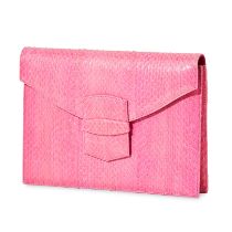 OSCAR DE LA RENTA SNAKESKIN ENVELOPE CLUTCH BAG