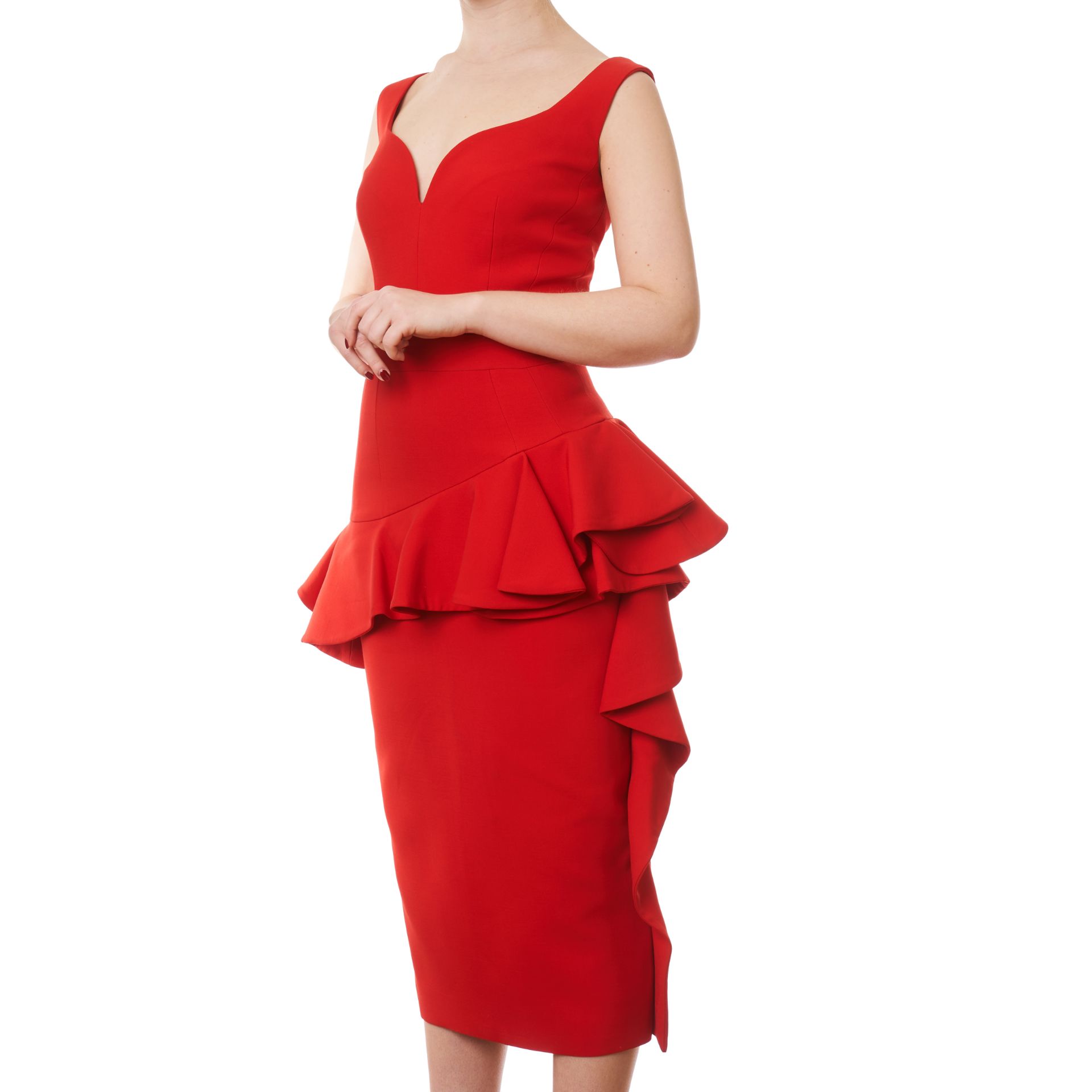 NO RESERVE ALEXANDER MCQUEEN RED RUFFLE DRESS - Image 2 of 3