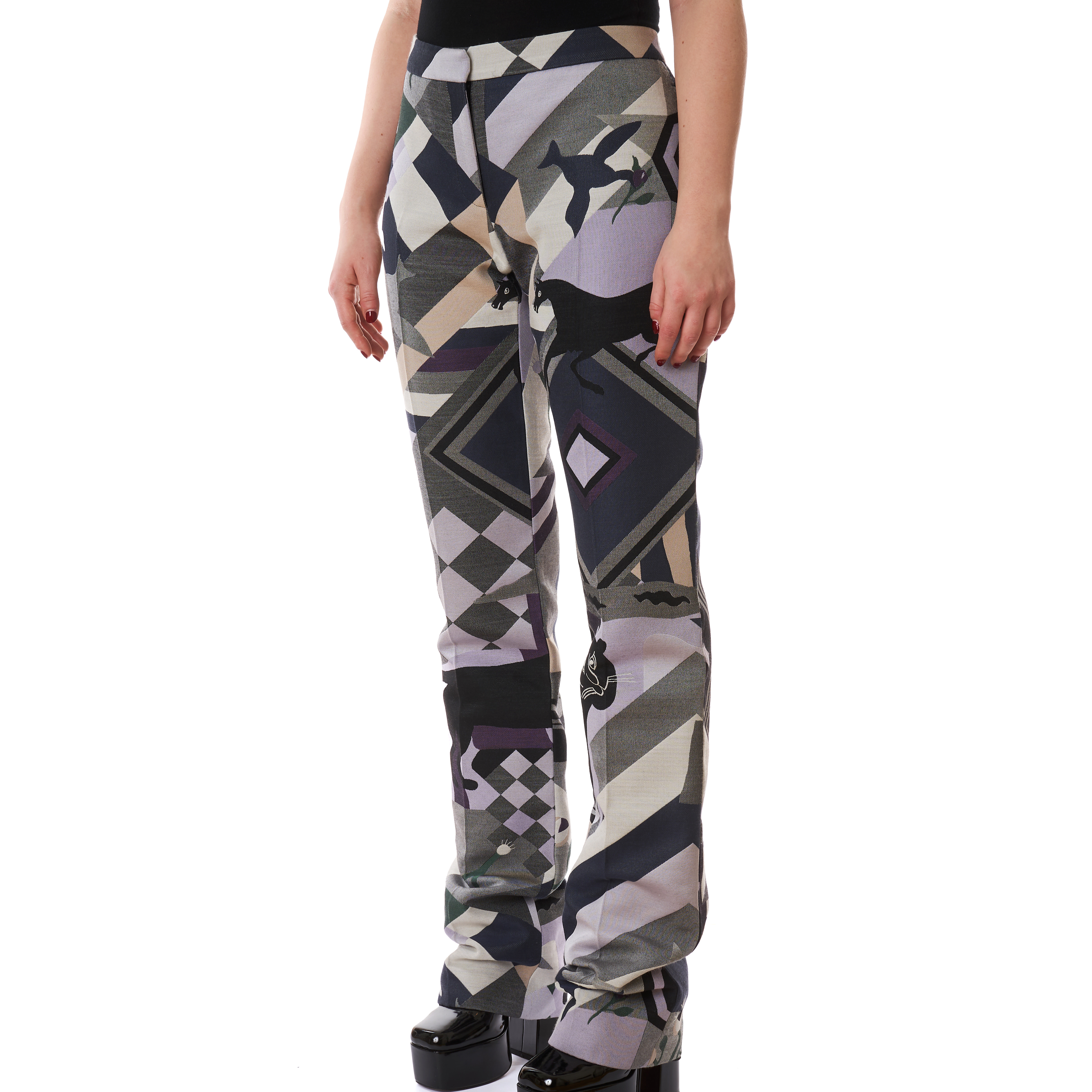 NO RESERVE ALEXANDER MCQUEEN GEOMETRIC PRINTED TROUSERS