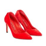 NO RESERVE ALEXANDER MCQUEEN RED VELVET OFELIA PUMPS