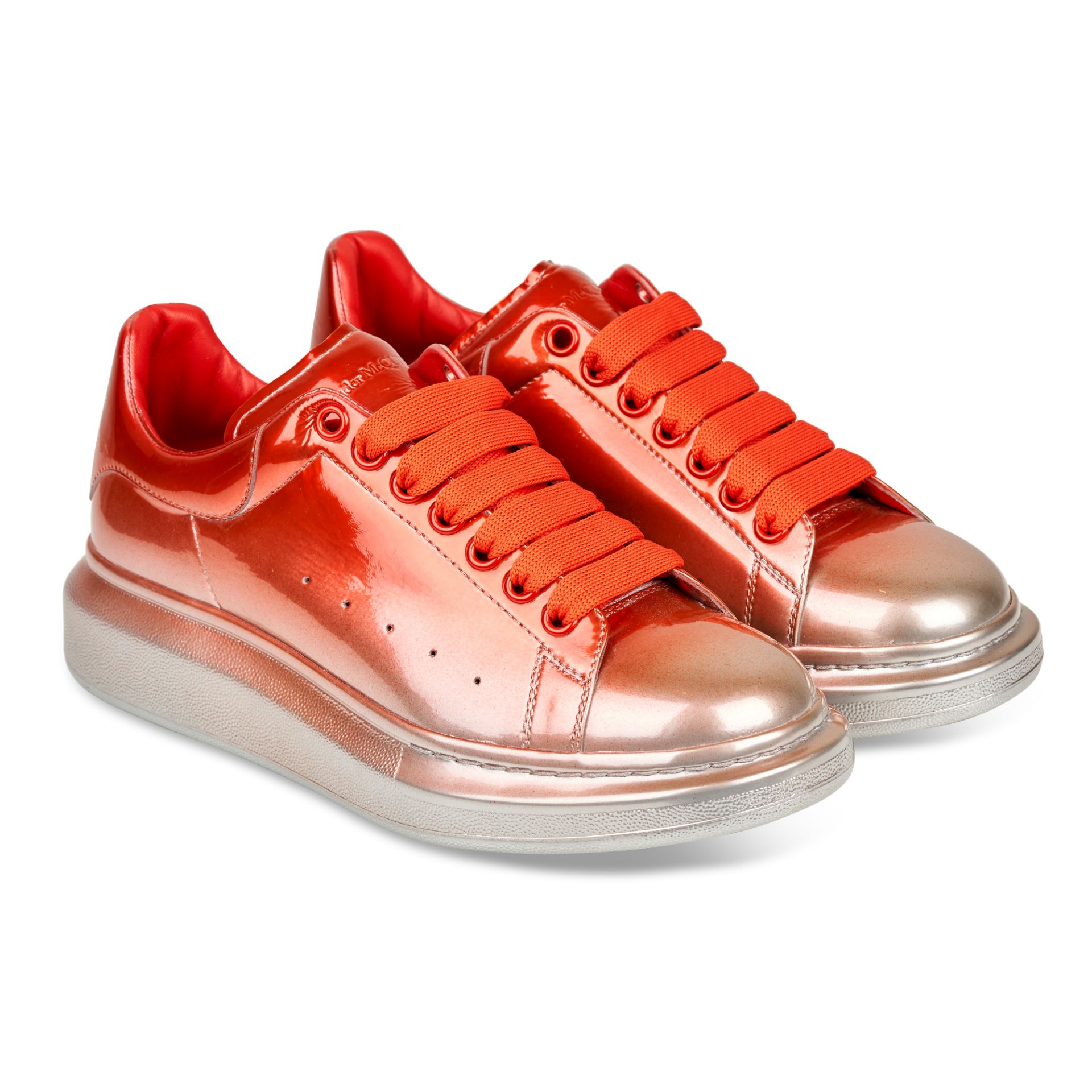 NO RESERVE ALEXANDER MCQUEEN MENS PATENT LEATHER PLATFORM SNEAKERS