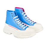 NO RESERVE ALEXANDER MCQUEEN BLUE TREAD SLICK HIGH SNEAKERS