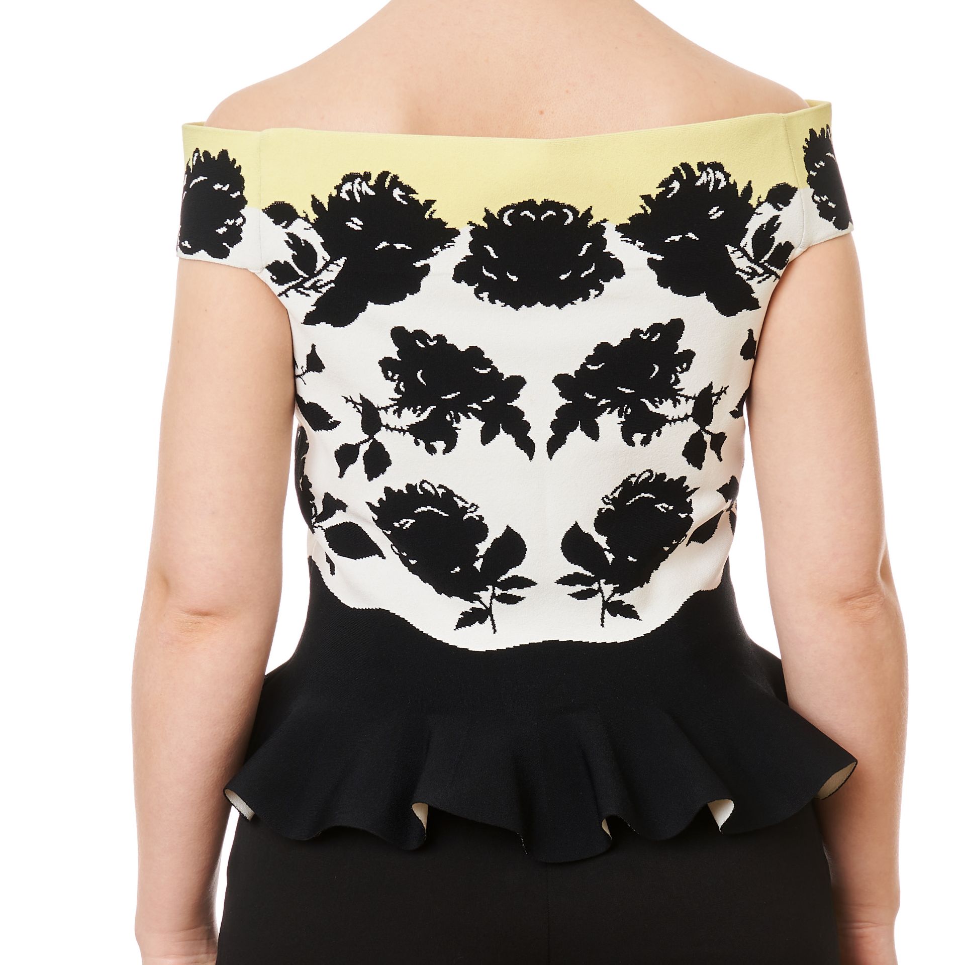 NO RESERVE ALEXANDER MCQUEEN FLORAL PRINTED OFF-SHOULDER PEPLUM TOP - Image 2 of 3