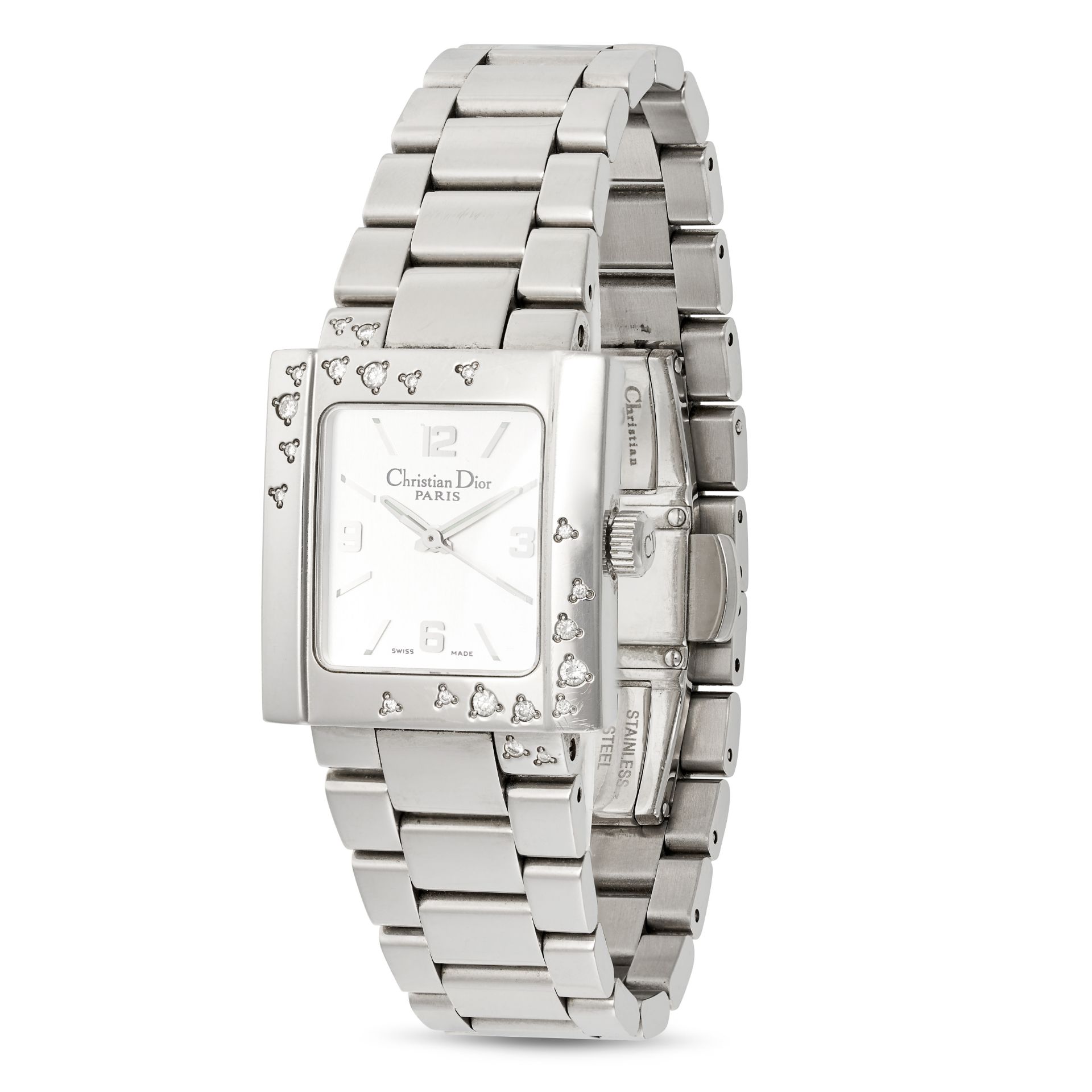 CHRISTIAN DIOR STAINLESS STEEL DIAMOND WRISTWATCH